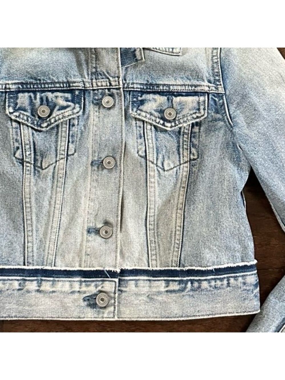 ALLSAINTS Distressed Denim Jacket Blue size-Small EUC - Picture 10 of 15